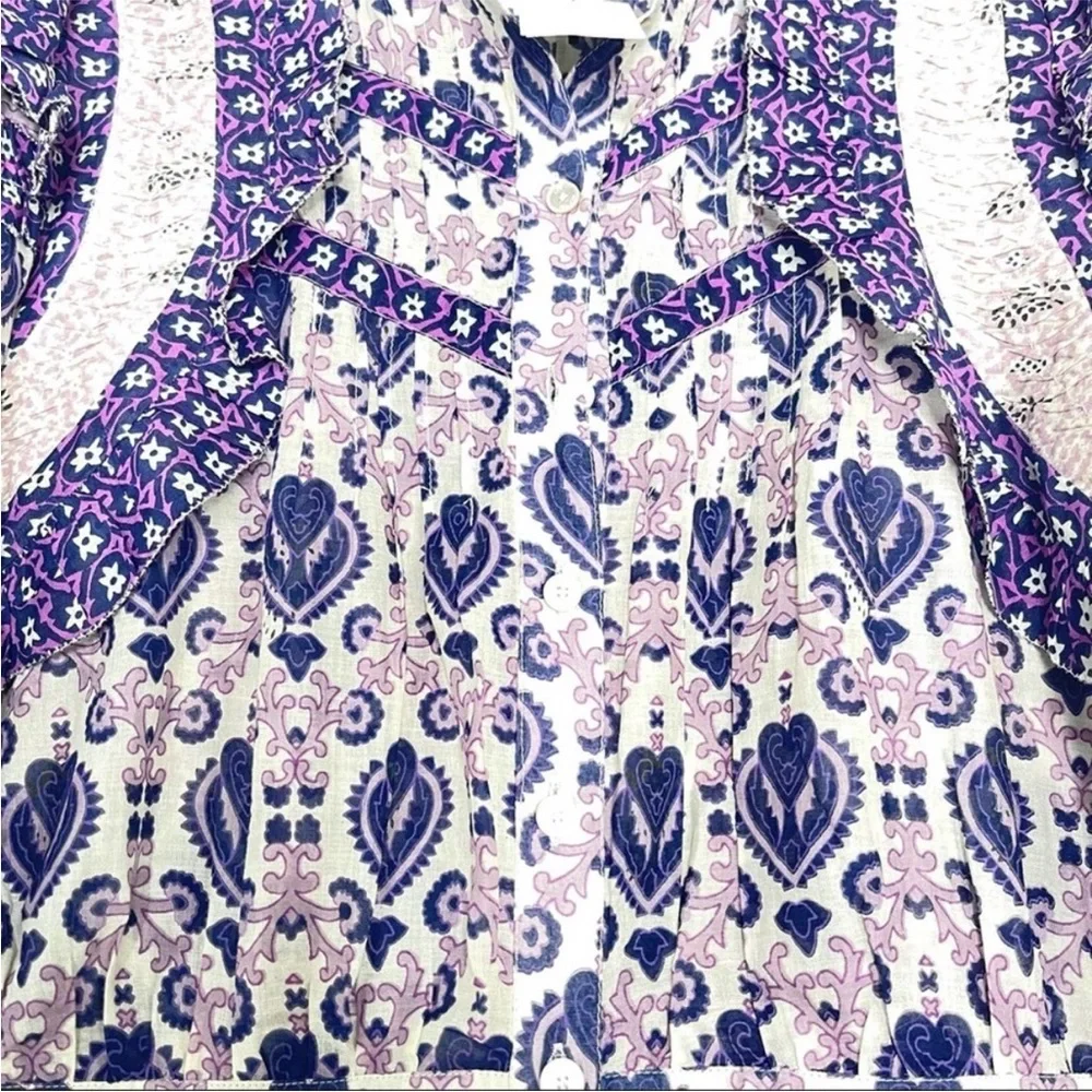 Sea New York Brigitte Border Long Sleeve Romper Size 12 Multicolor Purple NWOT - Picture 10 of 16